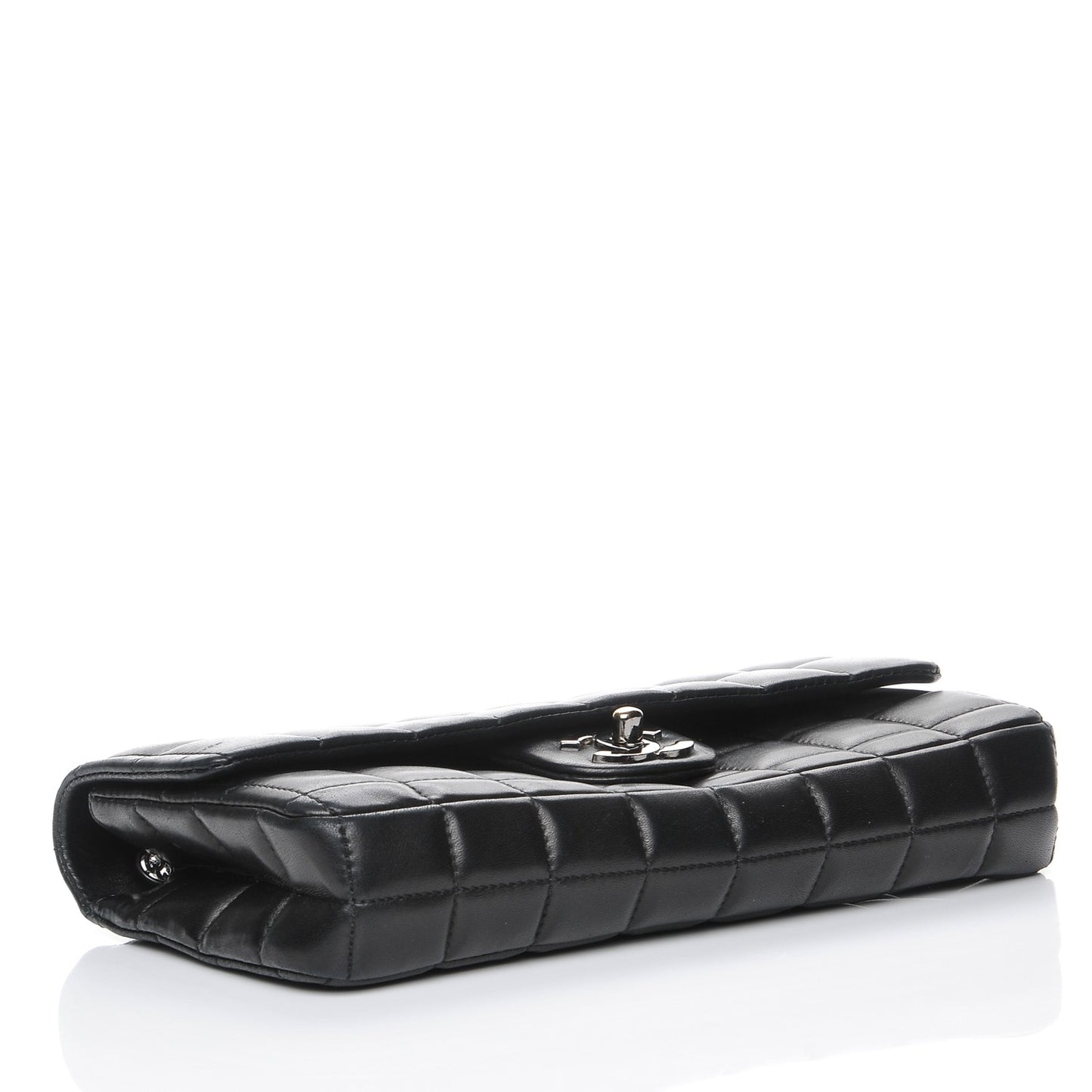 Lambskin East West Chocolate Bar Chain Flap Black