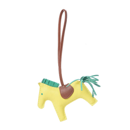 Hermes Milo Lambskin Grigri Rodeo Horse Bag Charm MM Lime Menthe Fauve 1 of 4