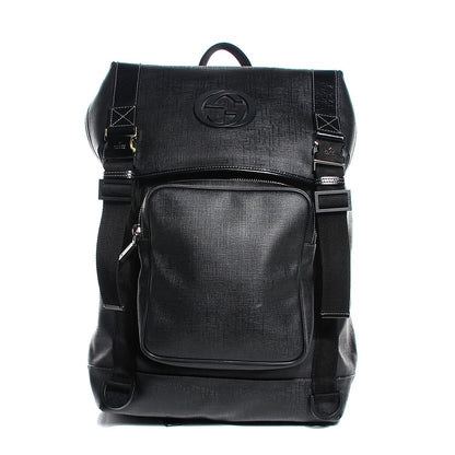 Gucci Coated Canvas Interlocking G Double Buckle Backpack Black 1 of 7