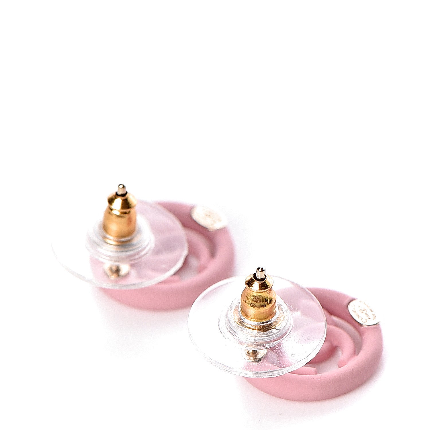 Chanel Rubber CC Earrings Pink 3 of 5