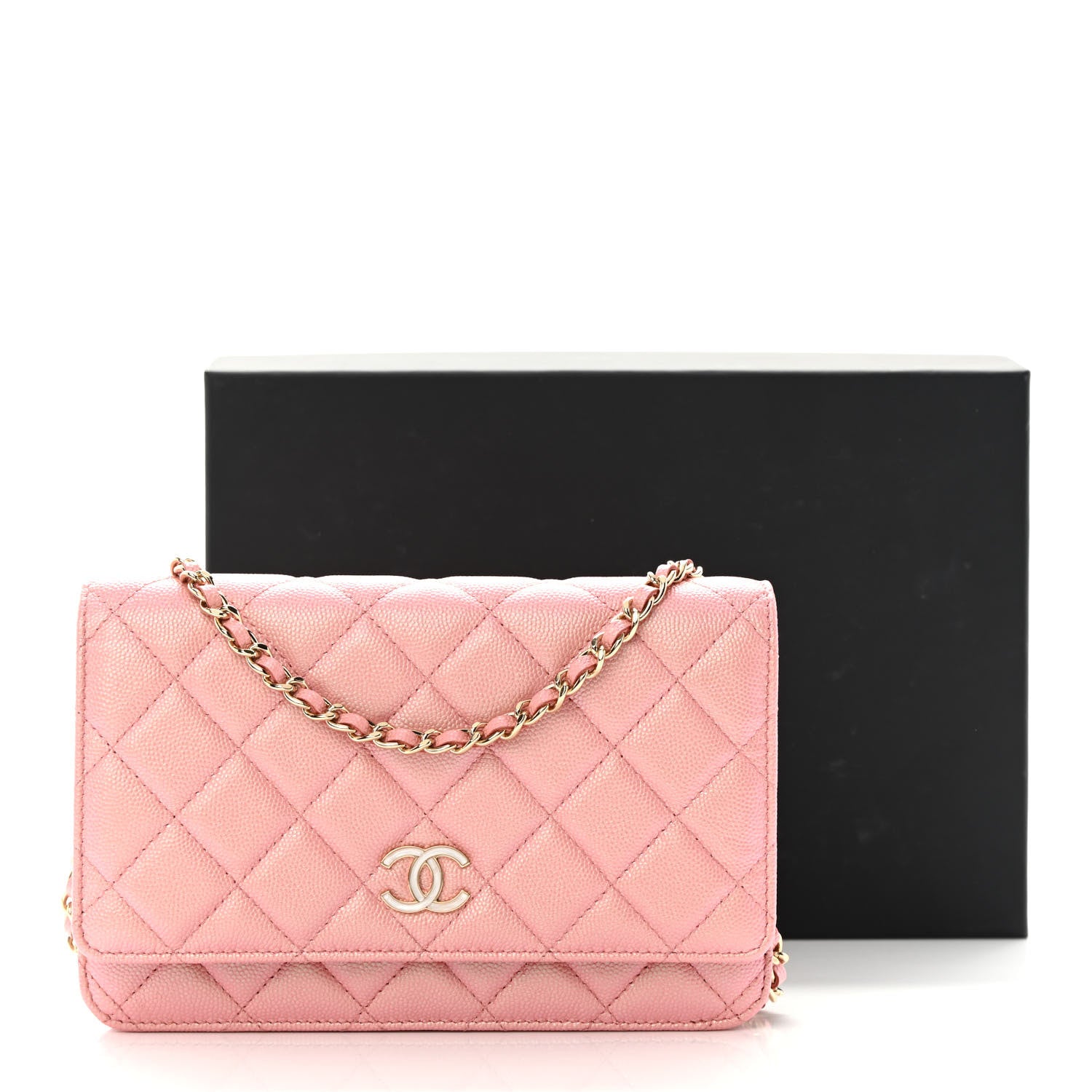 Chanel Iridescent Caviar Quilted Wallet on Chain WOC Rose Pink 14 of 14