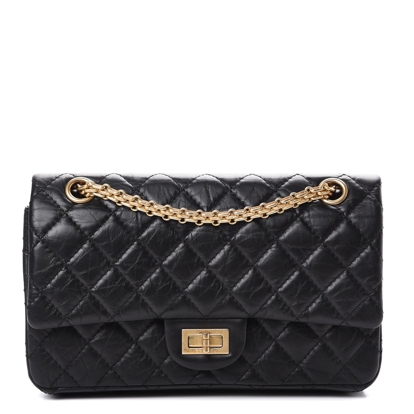 Aged Calfskin Quilted 2.55 Reissue 225 Flap Black
