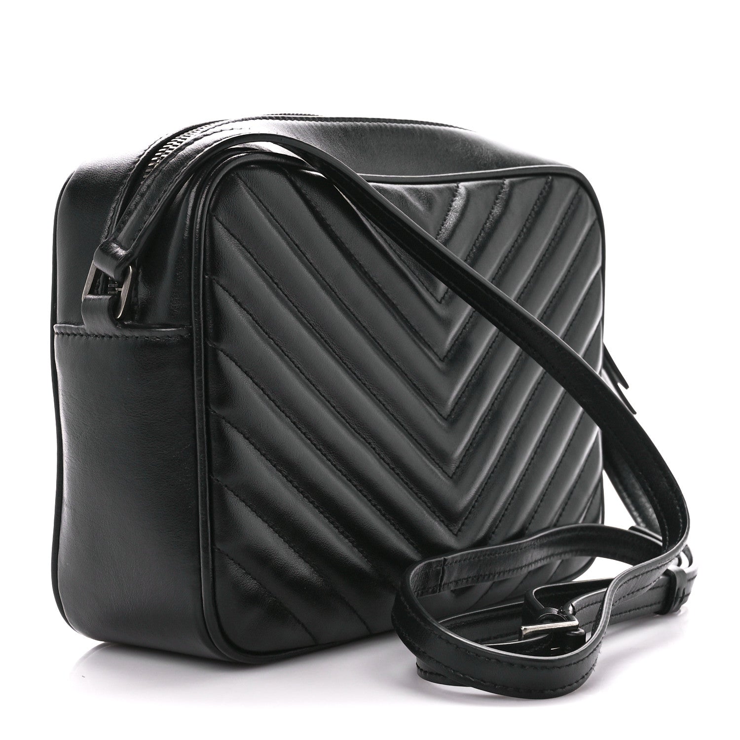 Saint Laurent Calfskin Matelasse Monogram Lou Camera Bag Black 3 of 12