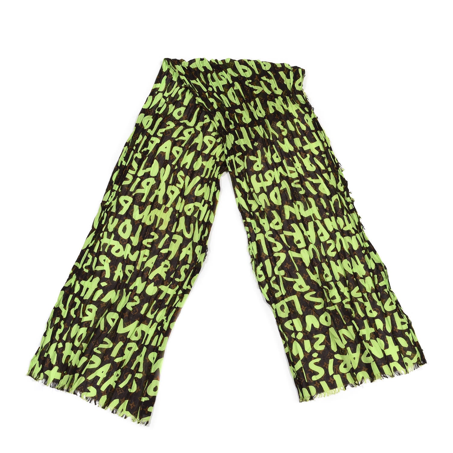 Louis Vuitton Cotton Graffiti Pareo Green 2 of 4