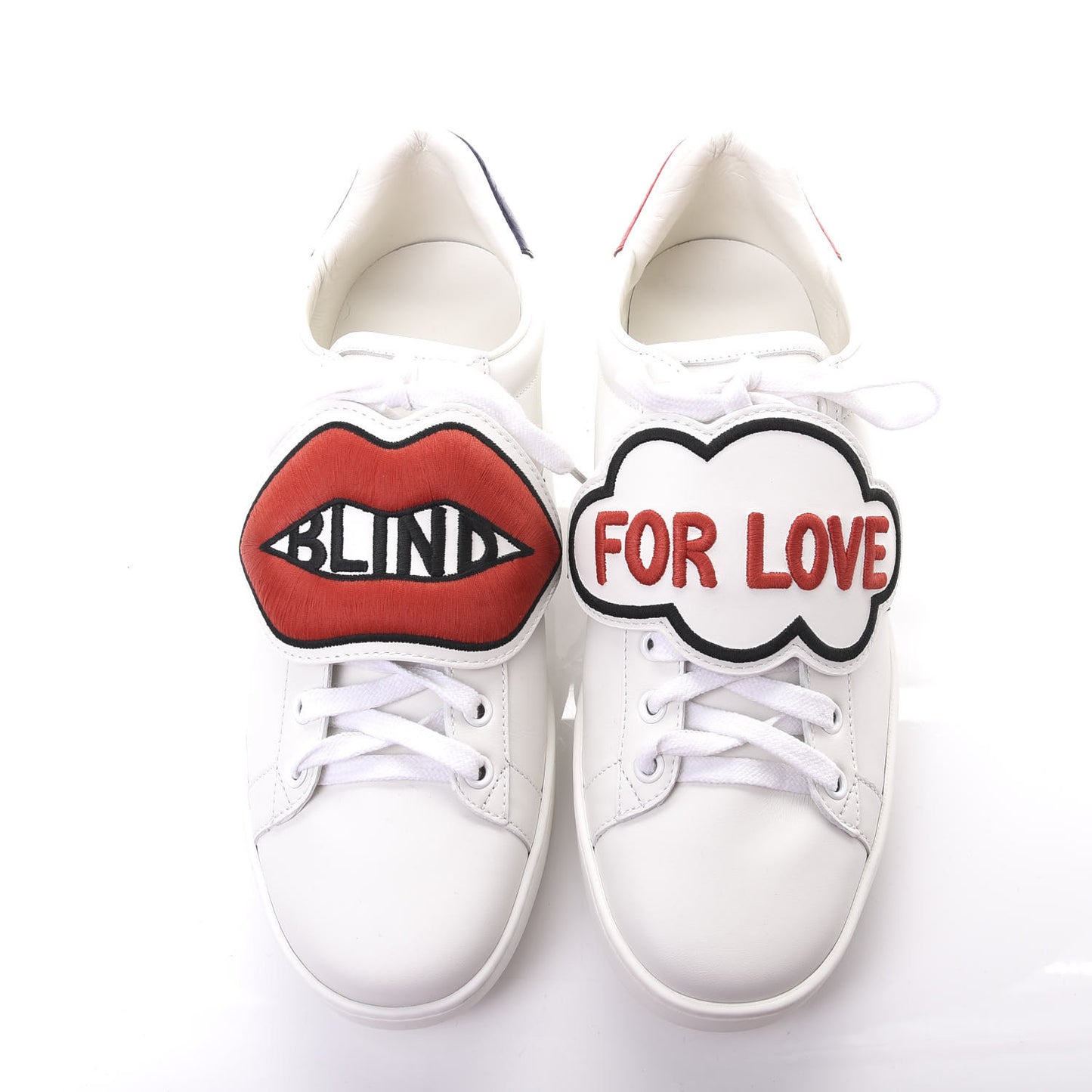 Calfskin Ayers Blind For Love Embroidered Womens Ace Sneakers 39.5 White