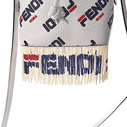 Fendi X FILA Calfskin F is Fendi Mania Fringe Mini Mon Tresor Bucket Bag White 11 of 11