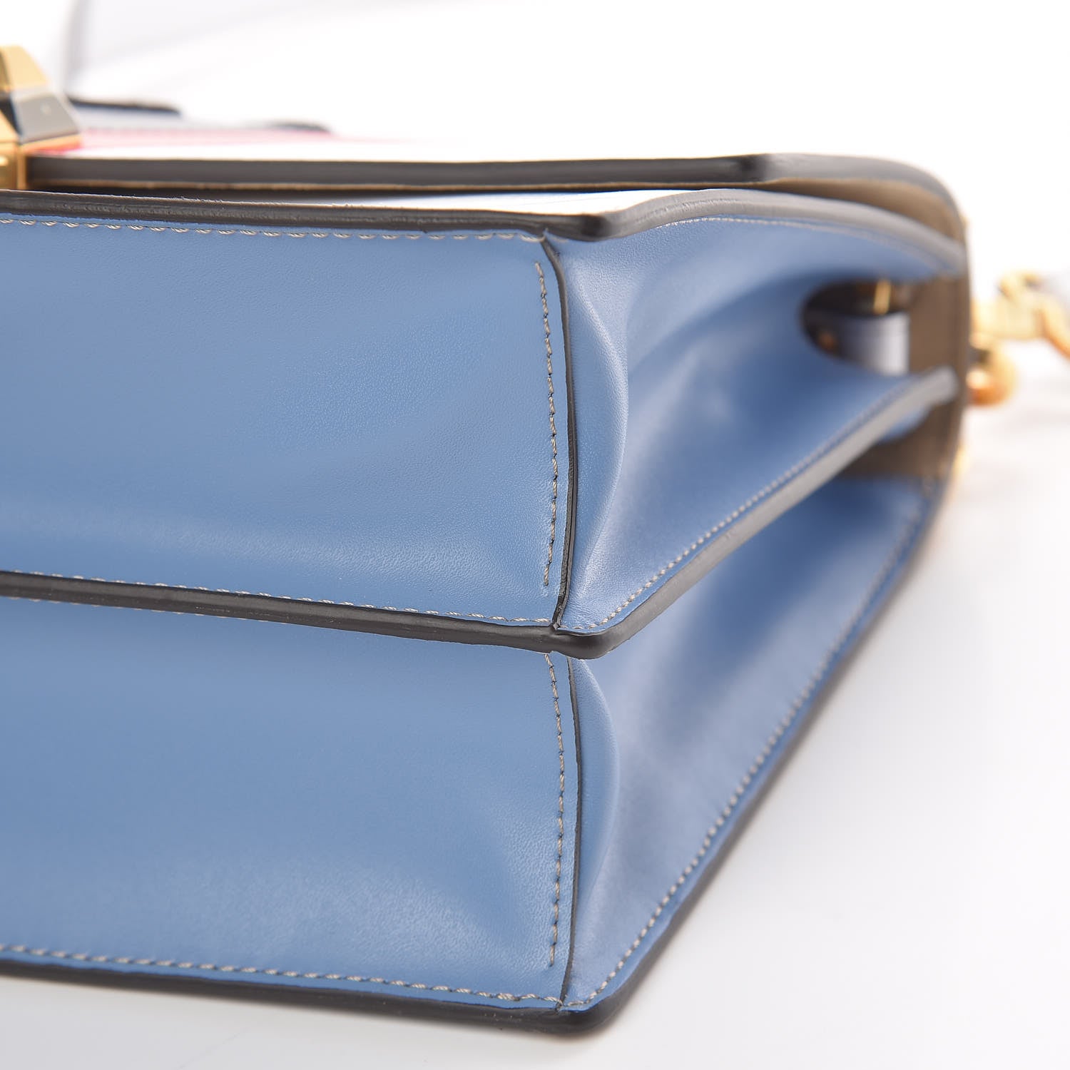 Fendi X FILA Vitello Liberty Mania Bi-Color FF 1974 Embossed Kan I Shoulder Bag White Nebula Multicolor 8 of 9