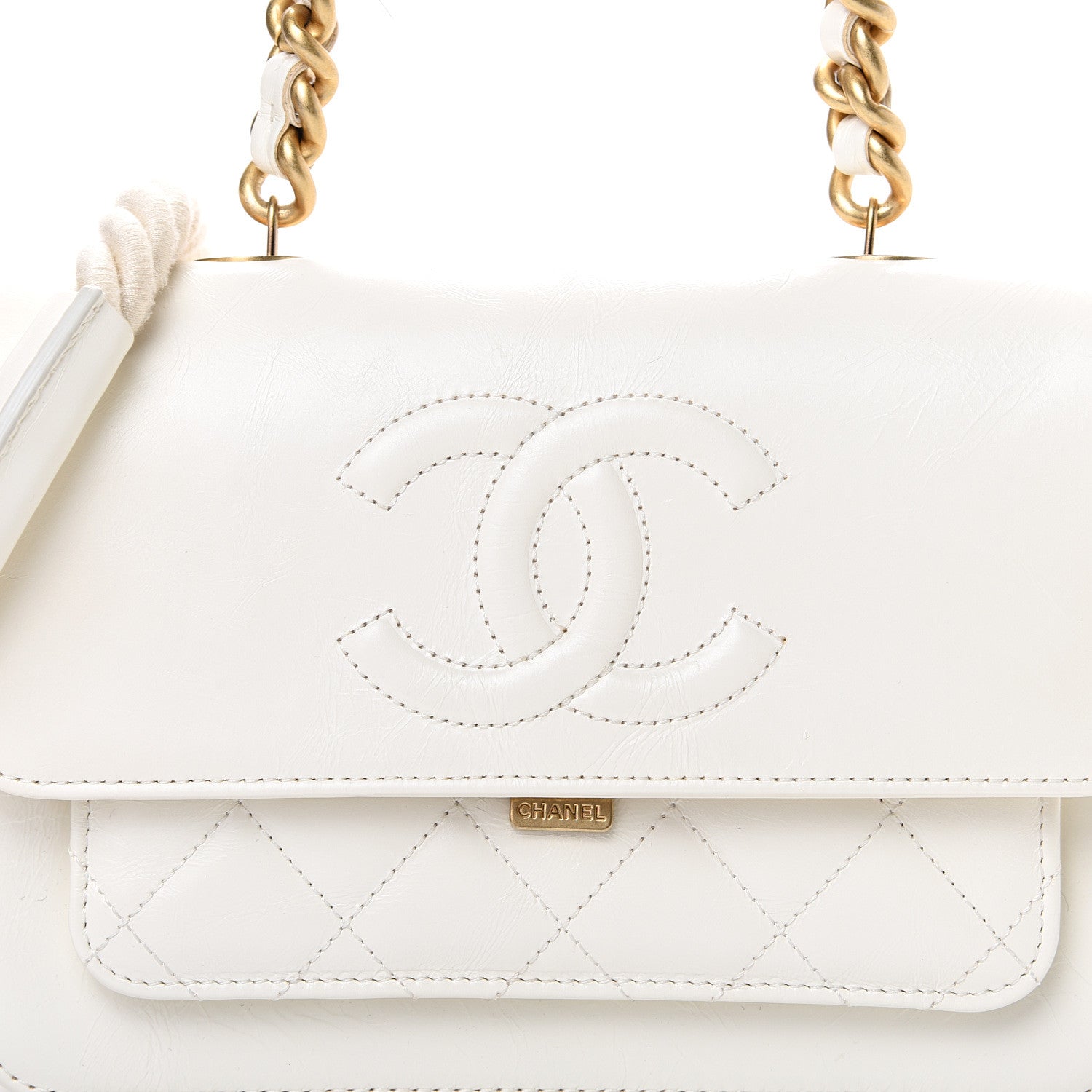 Chanel Crumpled Calfskin En Vogue Rope Flap White 7 of 12
