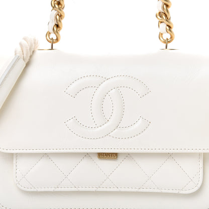 Chanel Crumpled Calfskin En Vogue Rope Flap White 7 of 12