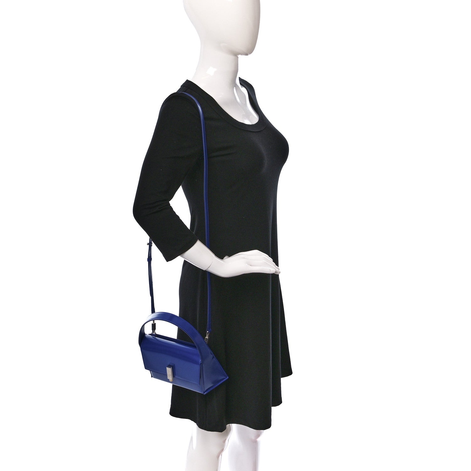Salvatore Ferragamo Brushed Calfskin Mini Prisma Lapis Lazuli 3 of 8