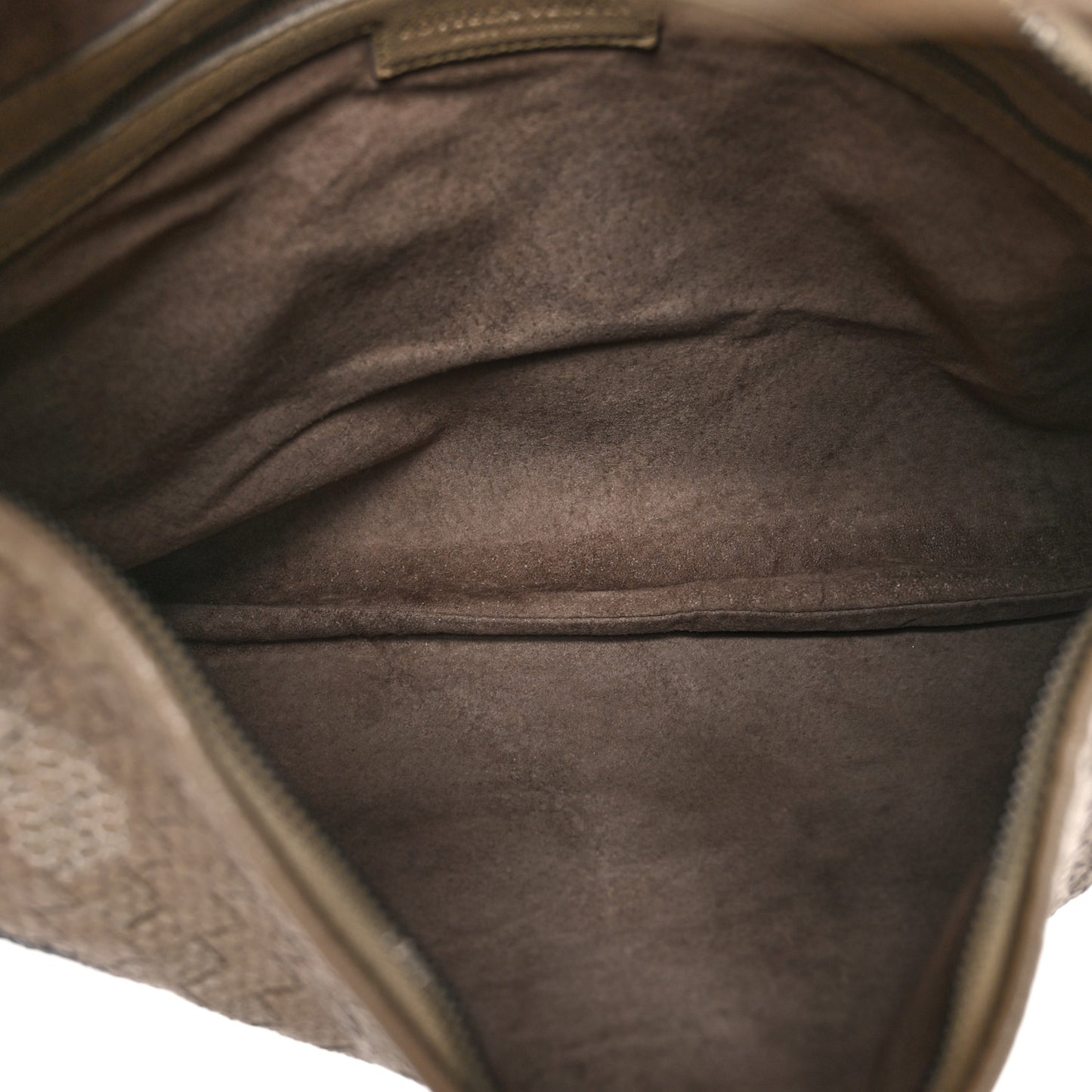Nappa Intrecciato Camo Embroidered Large Veneta Hobo Taupe