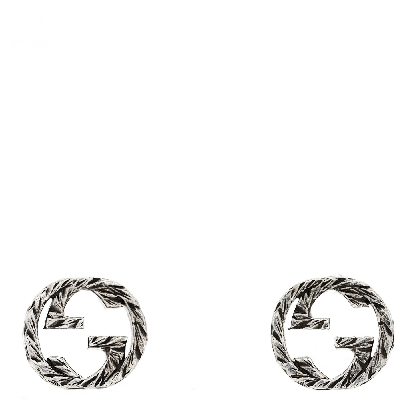 Sterling Silver Textured Interlocking G Stud Earrings
