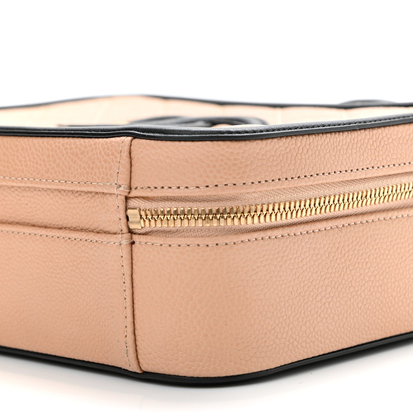 Caviar Quilted Medium CC Filigree Vanity Case Beige Black