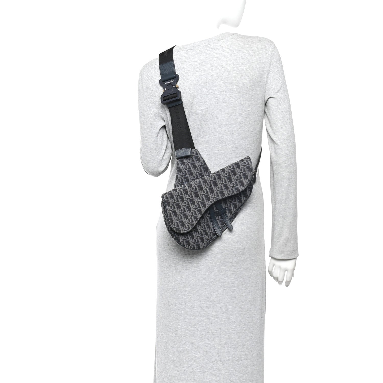 Christian Dior Oblique Mens Saddle Bag Black Blue 2 of 10