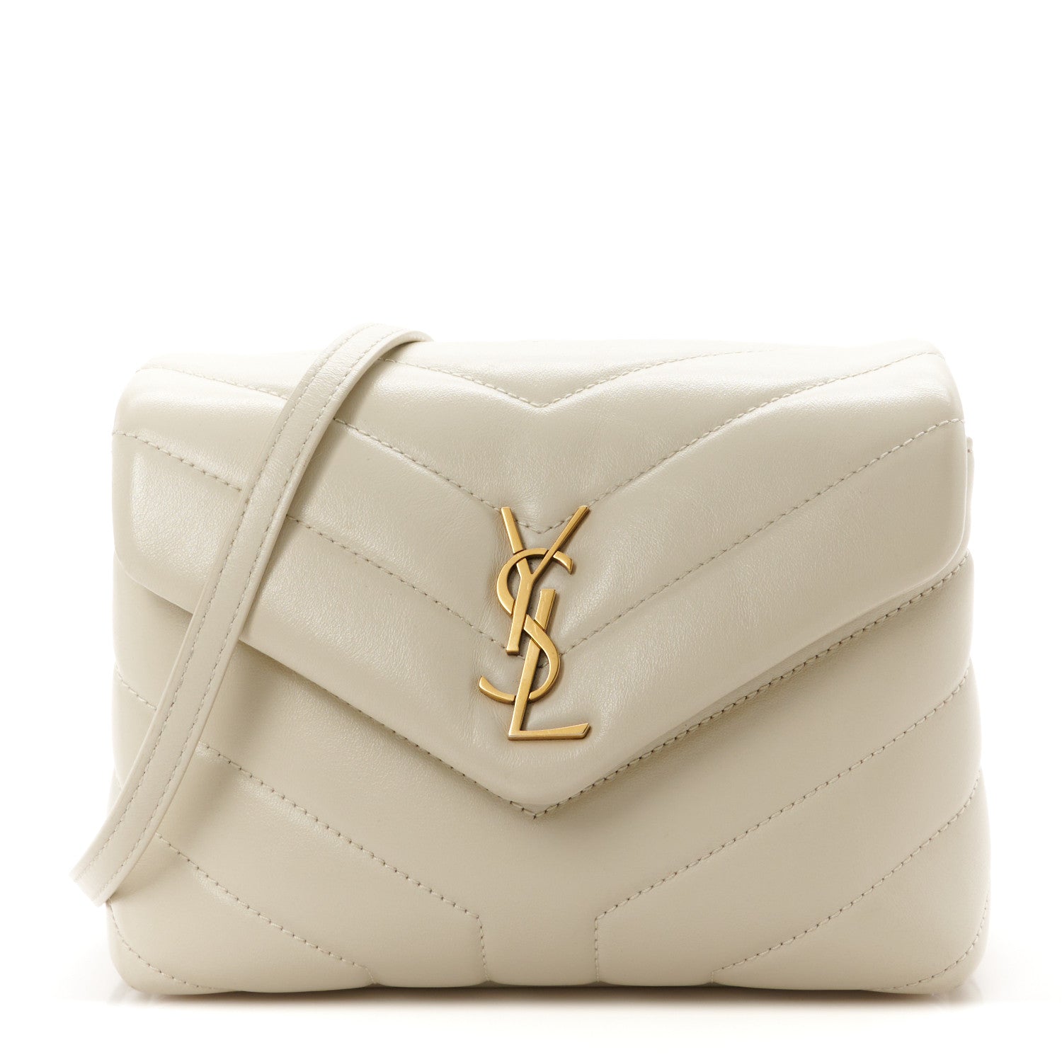 Saint Laurent Calfskin Y Quilted Monogram Toy Loulou Crossbody Bag Crema Soft 1 of 11