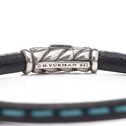 David Yurman Sterling Silver Calfskin 5mm Stitched Bracelet Blue 4 of 5