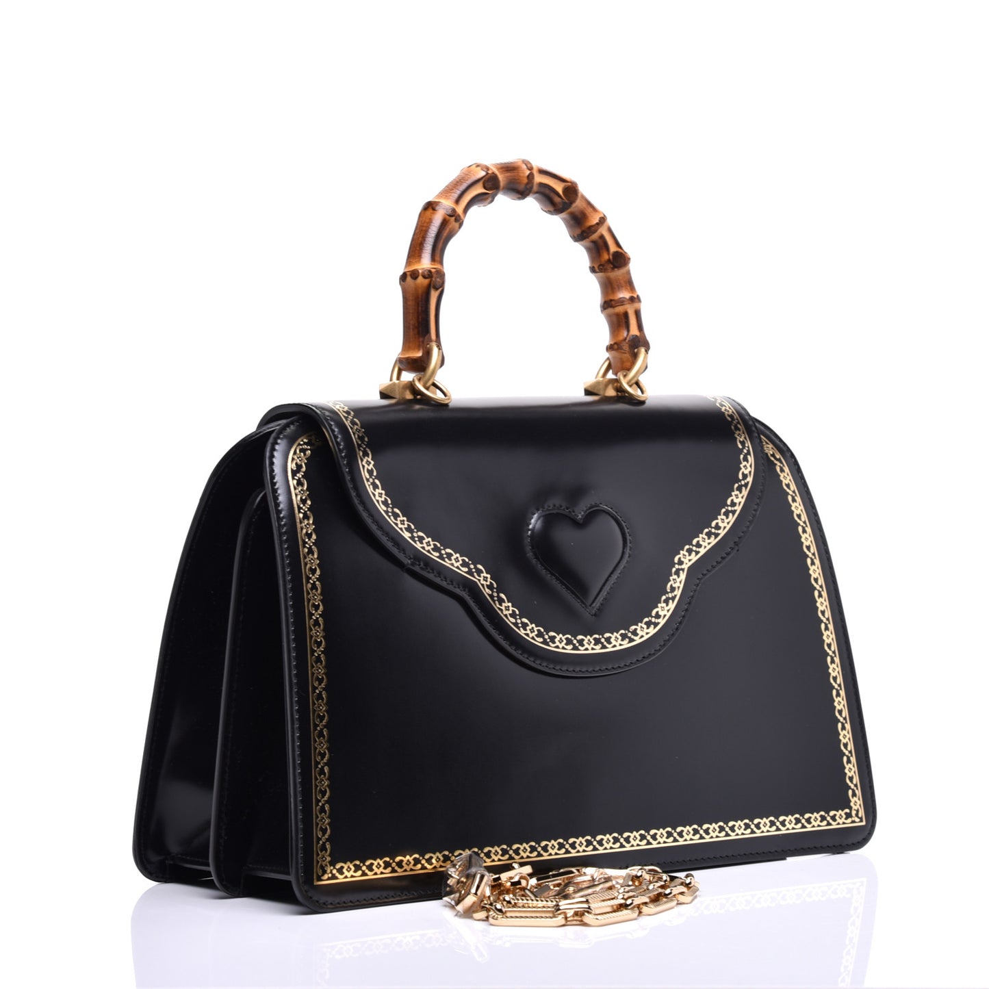 Calfskin Bamboo Medium Thiara Top Handle Bag Black