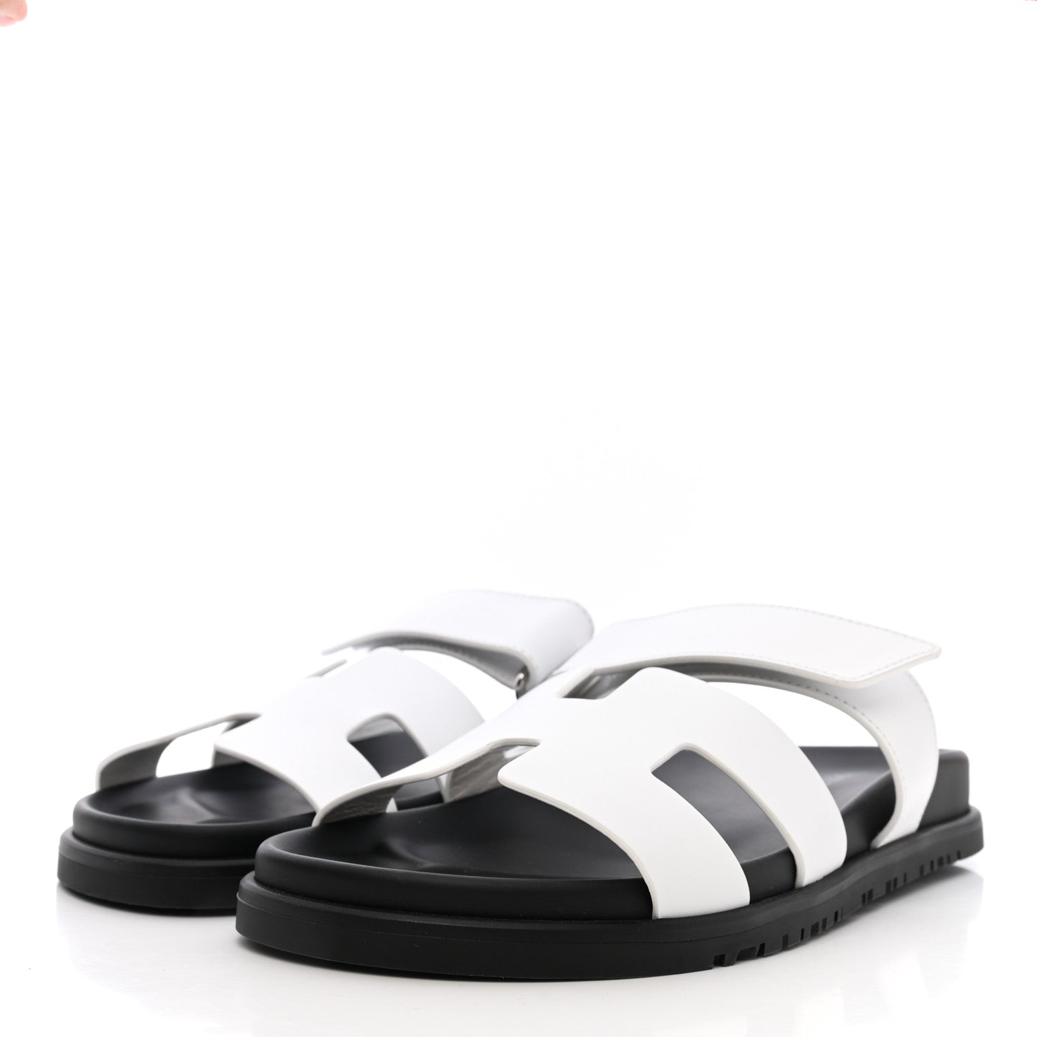 Hermes Calfskin Womens Chypre Sandals 39 White 3 of 10