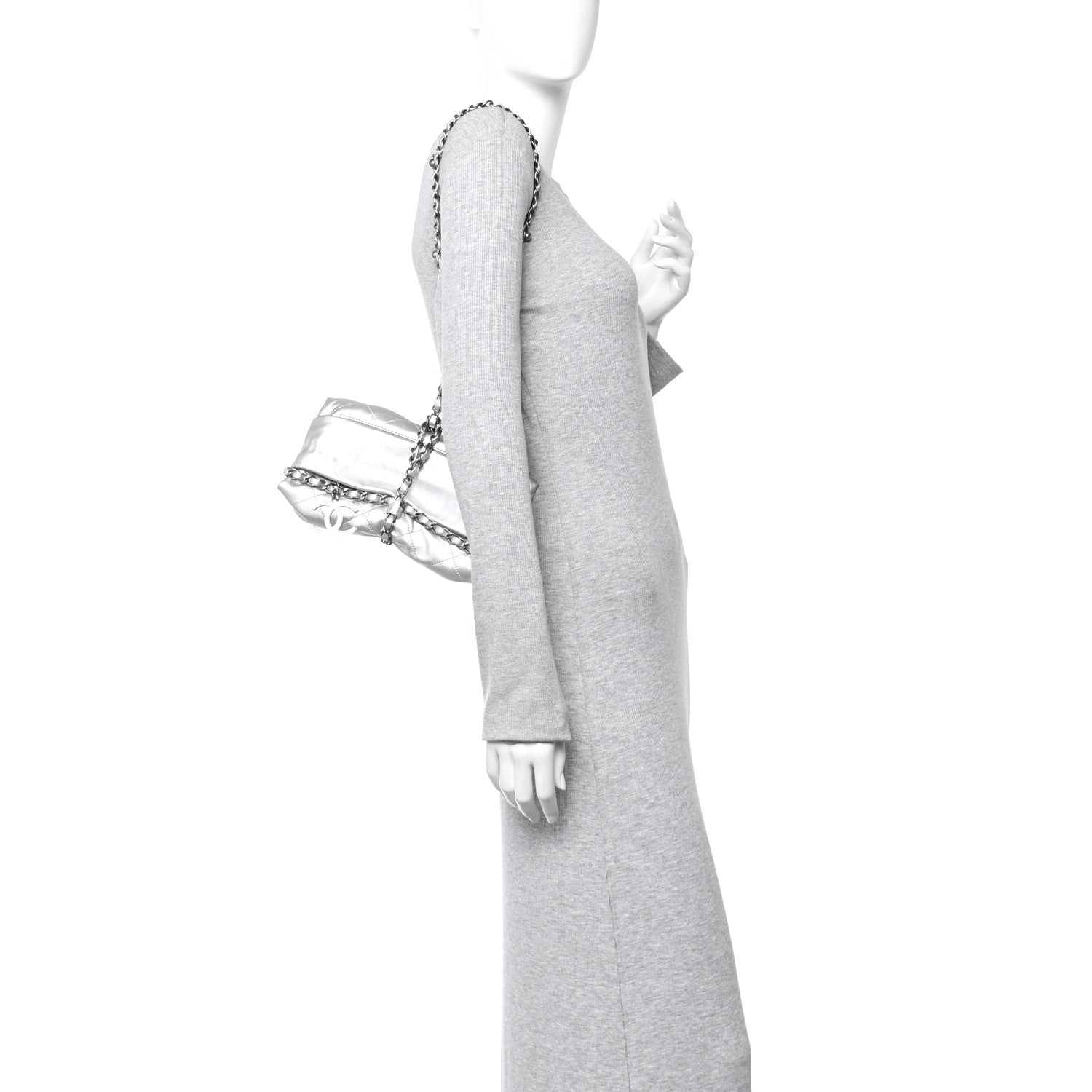 Chanel Metallic Calfskin Quilted Baluchon Silver 2 of 11