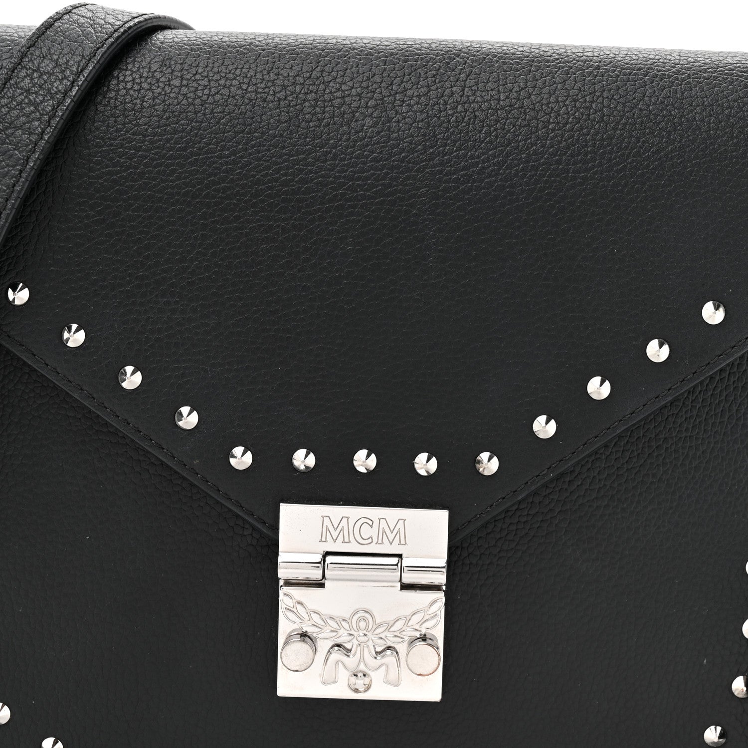 MCM Calfskin Patricia Studded Crossbody Bag Black 7 of 11