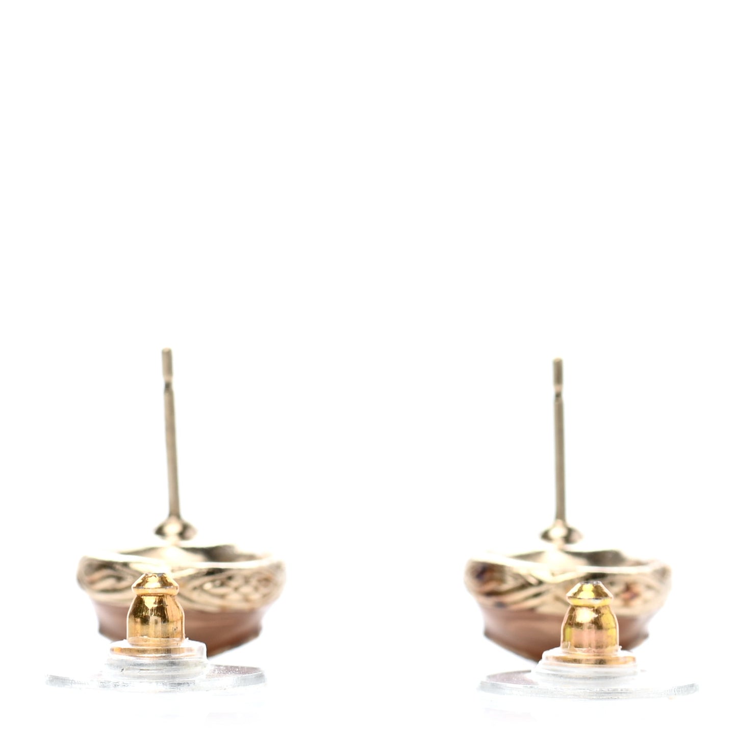 Resin CC Round Earrings Light Gold