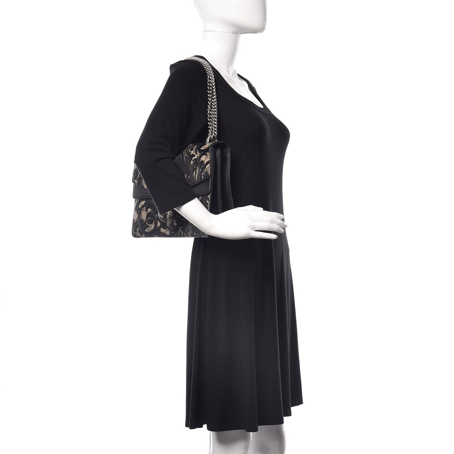 GG Supreme Monogram Arabesque Medium Dionysus Shoulder Bag Black