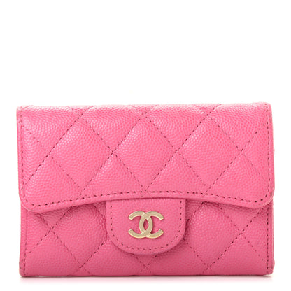 Chanel Caviar Quilted Flap Card Holder Wallet Pink 1 of 8