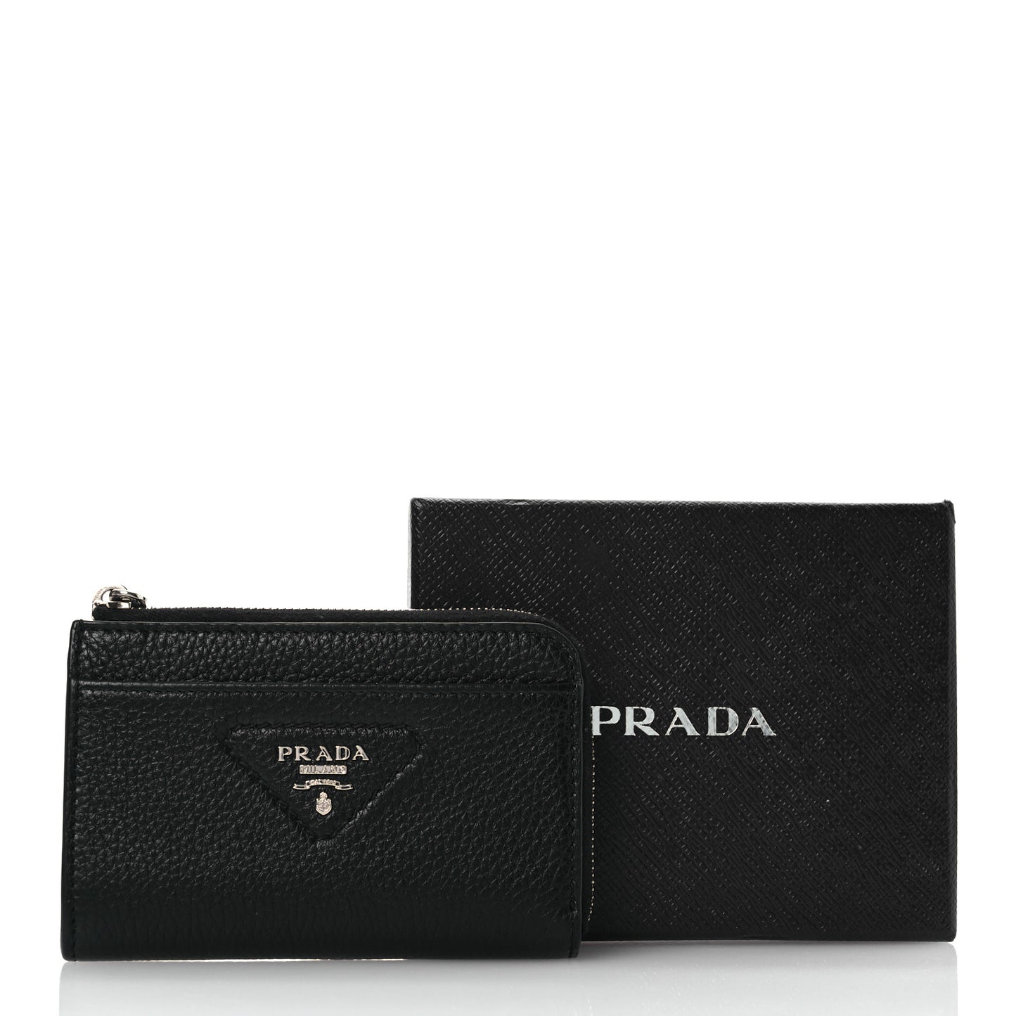 Vitello Daino Triangle Zip Around Keychain Black