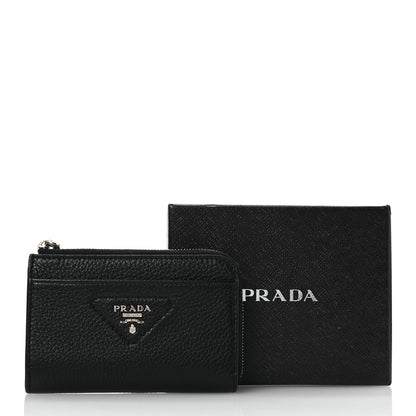 Prada Vitello Daino Triangle Zip Around Keychain Black 11 of 11