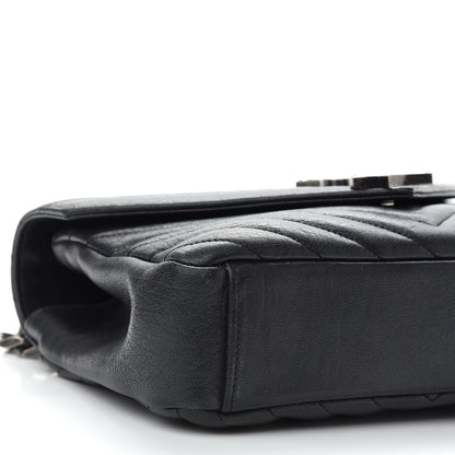 Saint Laurent Sheepskin Matelasse Chevron Monogram Medium College Bag Black 7 of 9