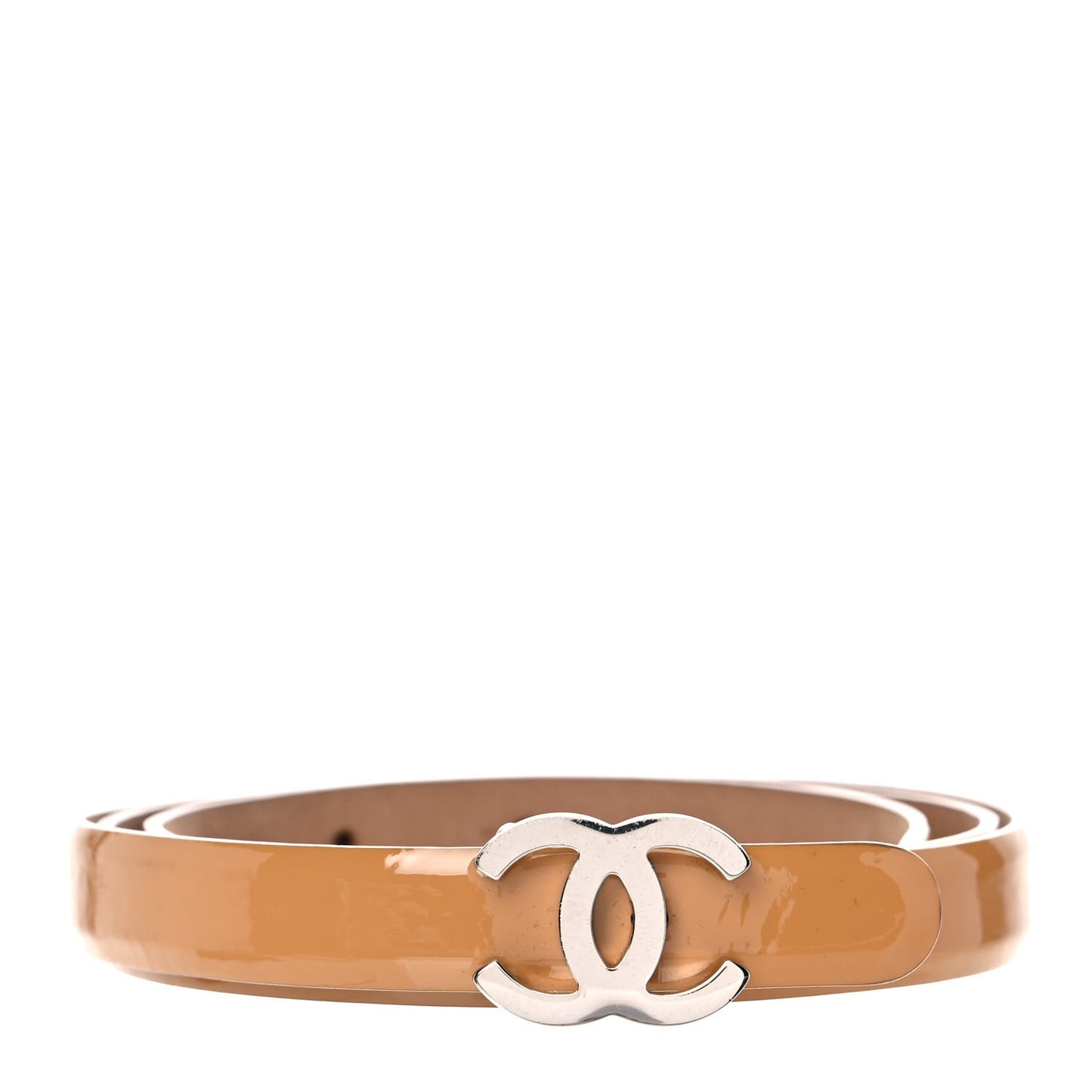 Patent CC Logo Skinny Belt 80 32 Beige