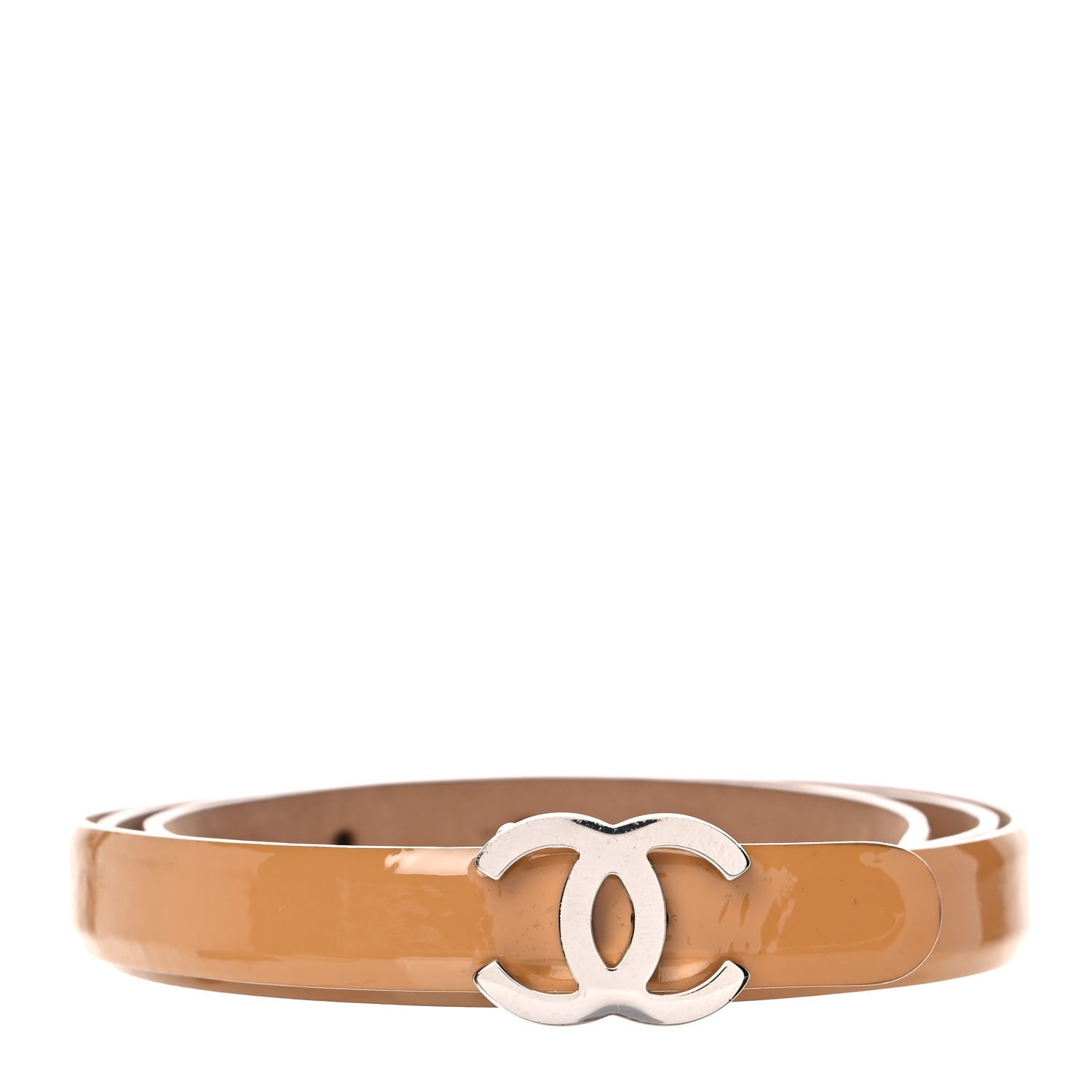 Chanel Patent CC Logo Skinny Belt 80 32 Beige 1 of 7
