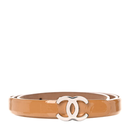 Chanel Patent CC Logo Skinny Belt 80 32 Beige 1 of 7