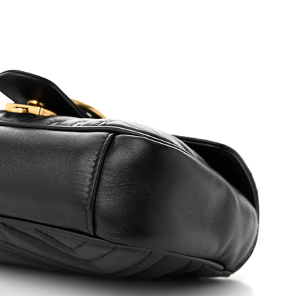 Gucci Calfskin Matelasse Mini GG Marmont Shoulder Bag Black 10 of 12