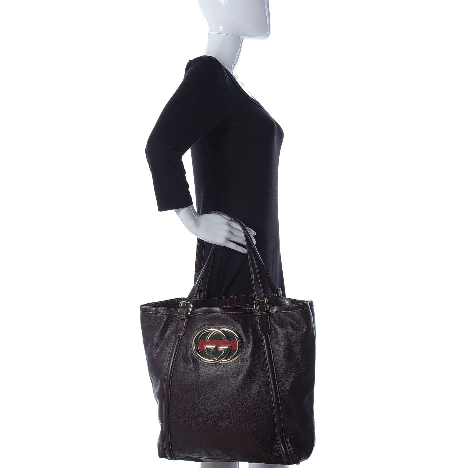 Gucci Calfskin Large Britt Shoulder Bag Dark Brown 2 of 8