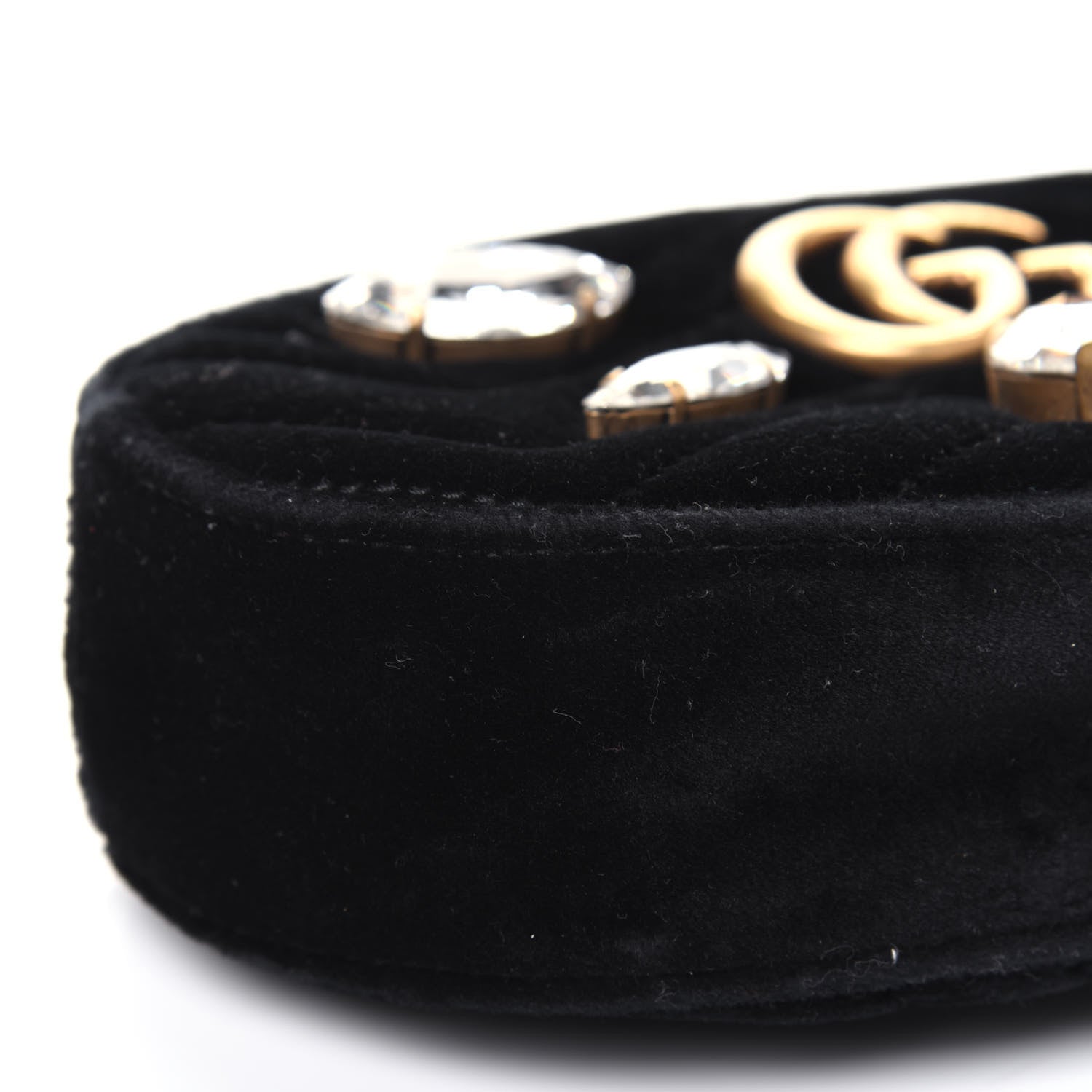 Gucci Velvet Matelasse Marquise Crystals GG Marmont Belt Bag 75 30 Black 13 of 20