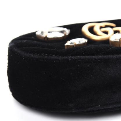 Gucci Velvet Matelasse Marquise Crystals GG Marmont Belt Bag 75 30 Black 13 of 20