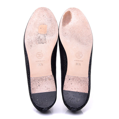 Chanel Fantasy Goatskin Patent Calfskin CC Cap Toe Ballerina Flats 36.5 Black Blue 6 of 11