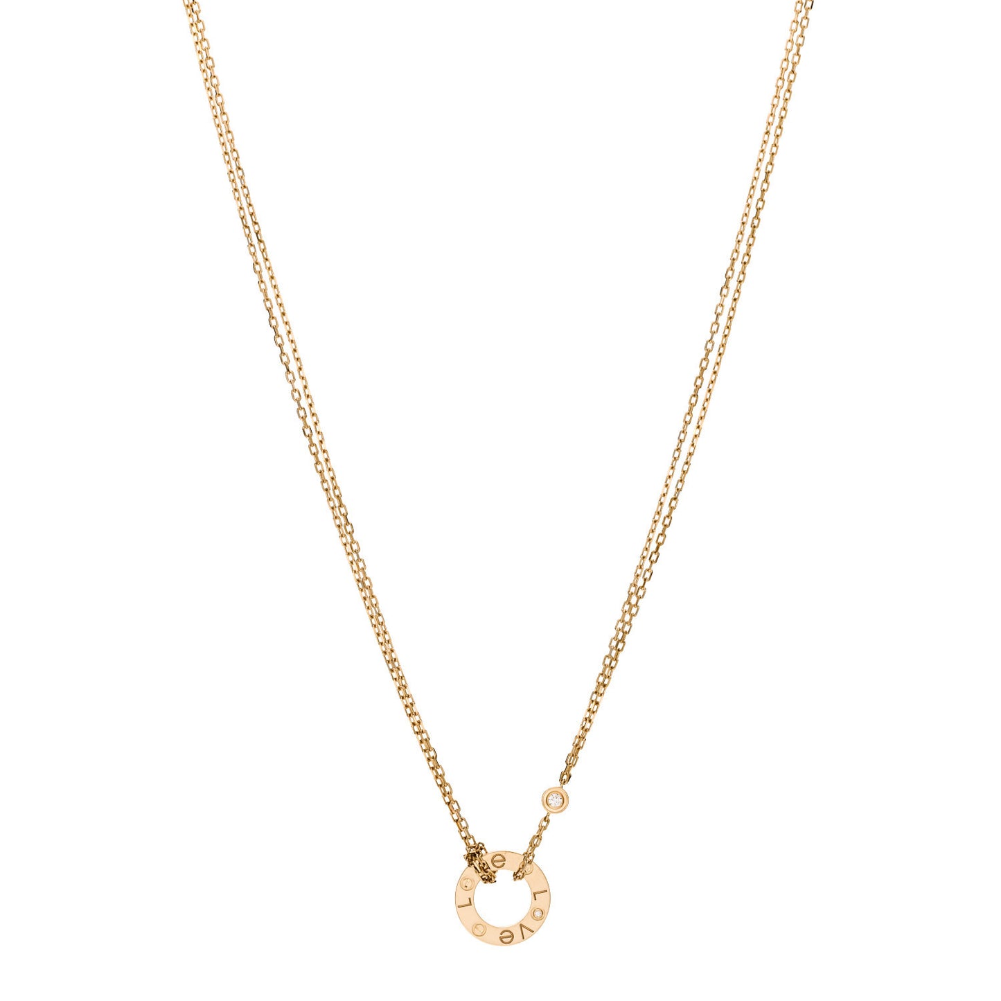 18K Yellow Gold 2 Diamond LOVE Necklace