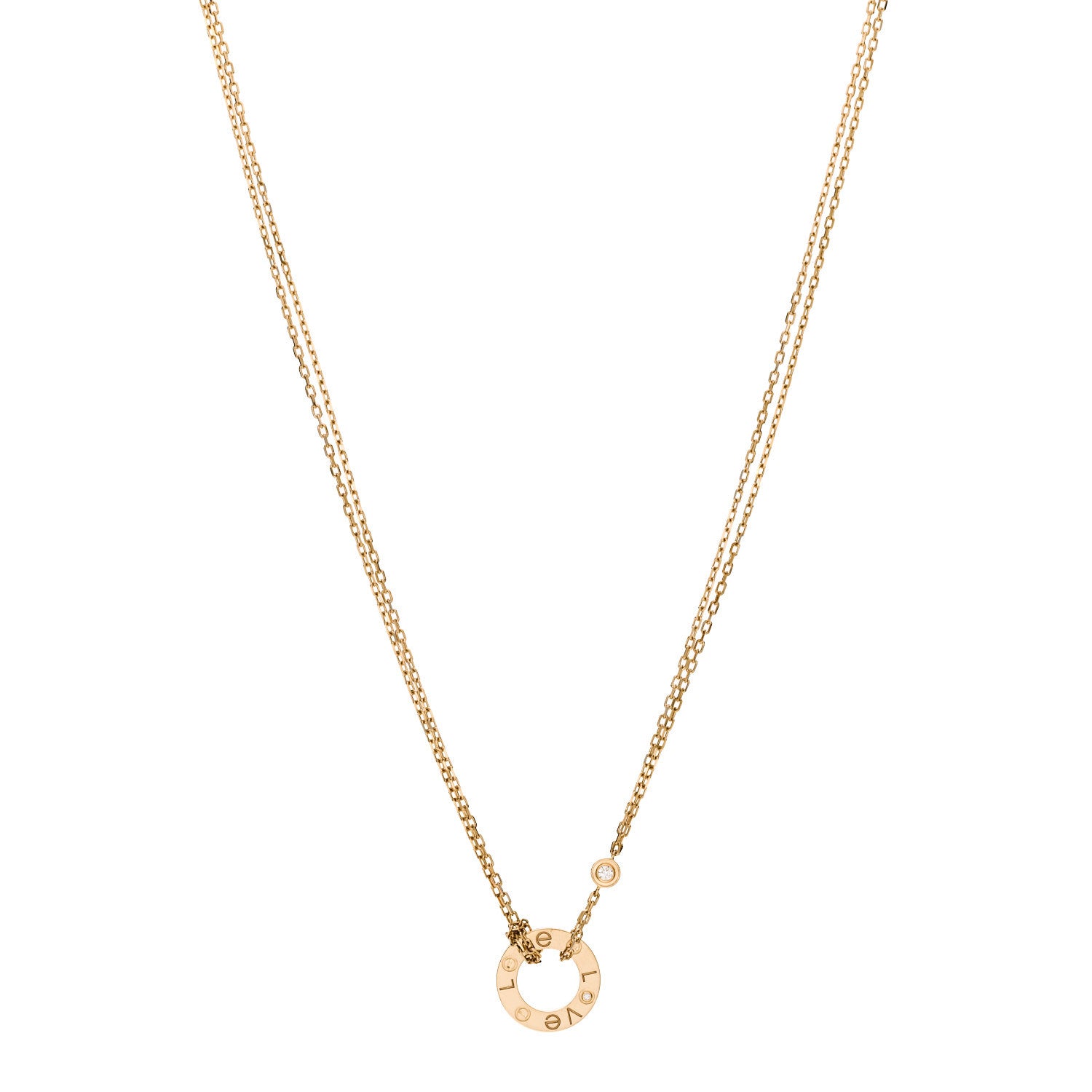 Cartier 18K Yellow Gold 2 Diamond LOVE Necklace 1 of 6