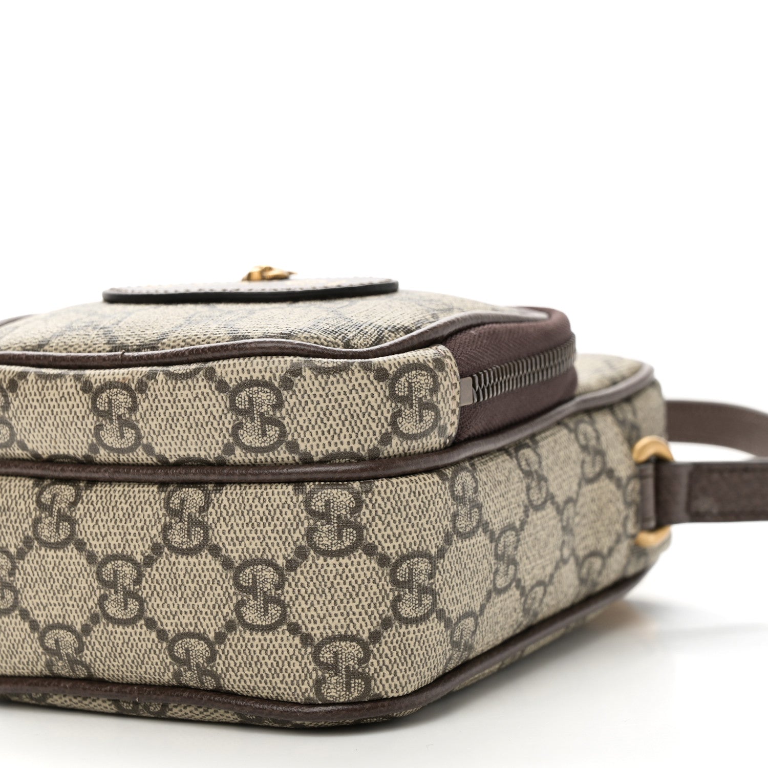 Gucci GG Supreme Monogram Mini Neo Vintage Double Zip Messenger Bag Beige New Acero Crop 10 of 10