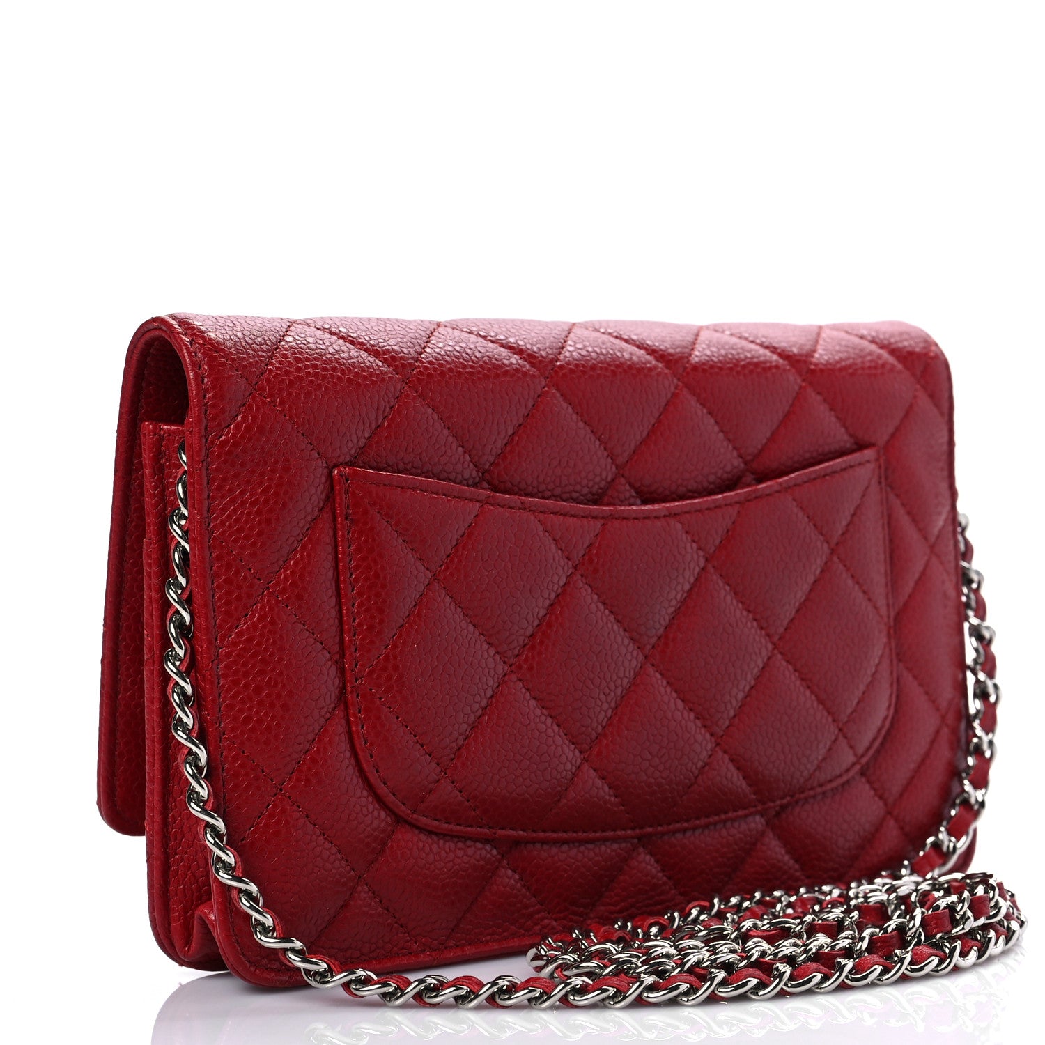Chanel Caviar Quilted Wallet On Chain WOC Red 3 of 9