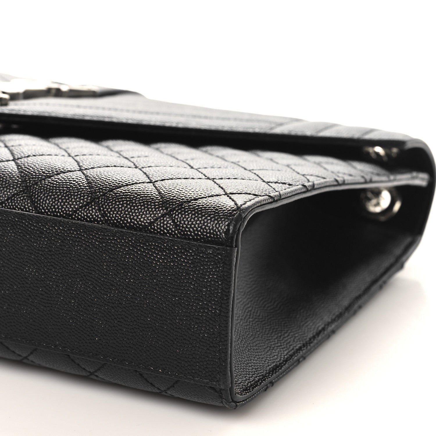 Saint Laurent Grain De Poudre Textured Mixed Matelasse Large Triquilt Monogram Satchel Black 10 of 10