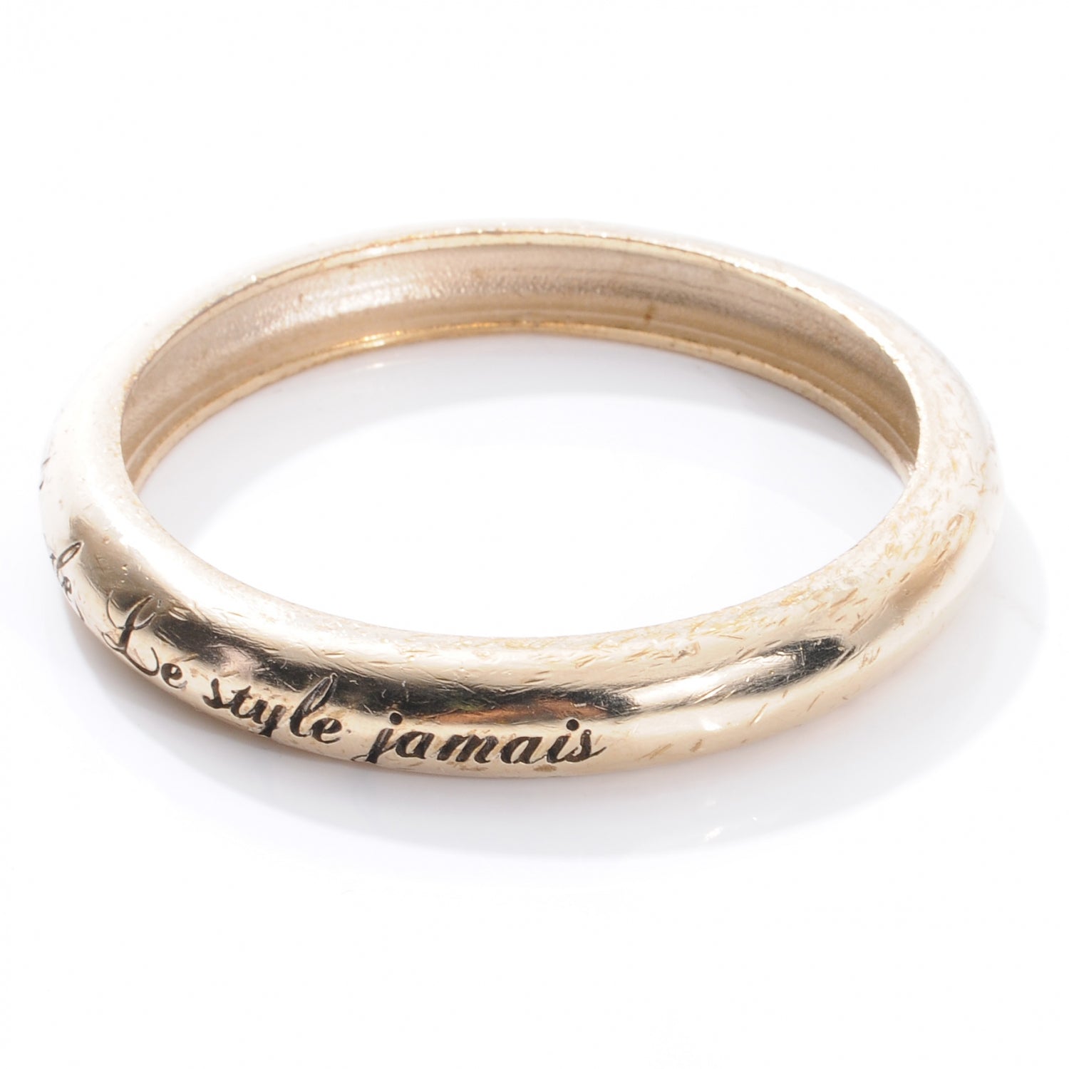 Chanel Metal French Quote Bracelet Bangle Gold 4 of 5