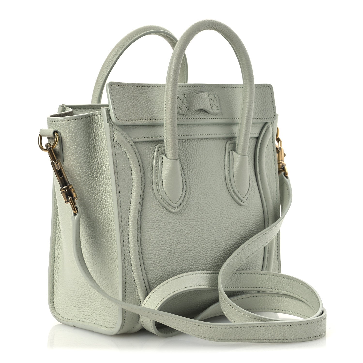 Celine Drummed Calfskin Nano Luggage Vert D'eau 3 of 14