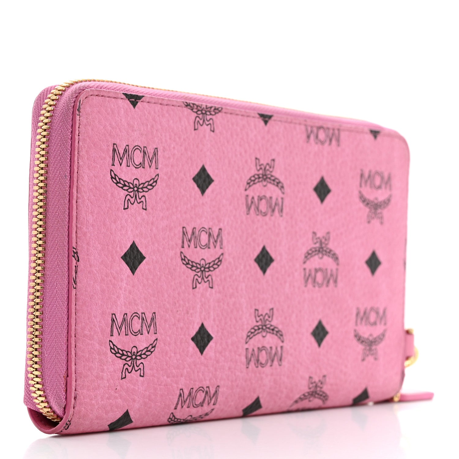 MCM Visetos Zip Around Wallet Pink 3 of 8