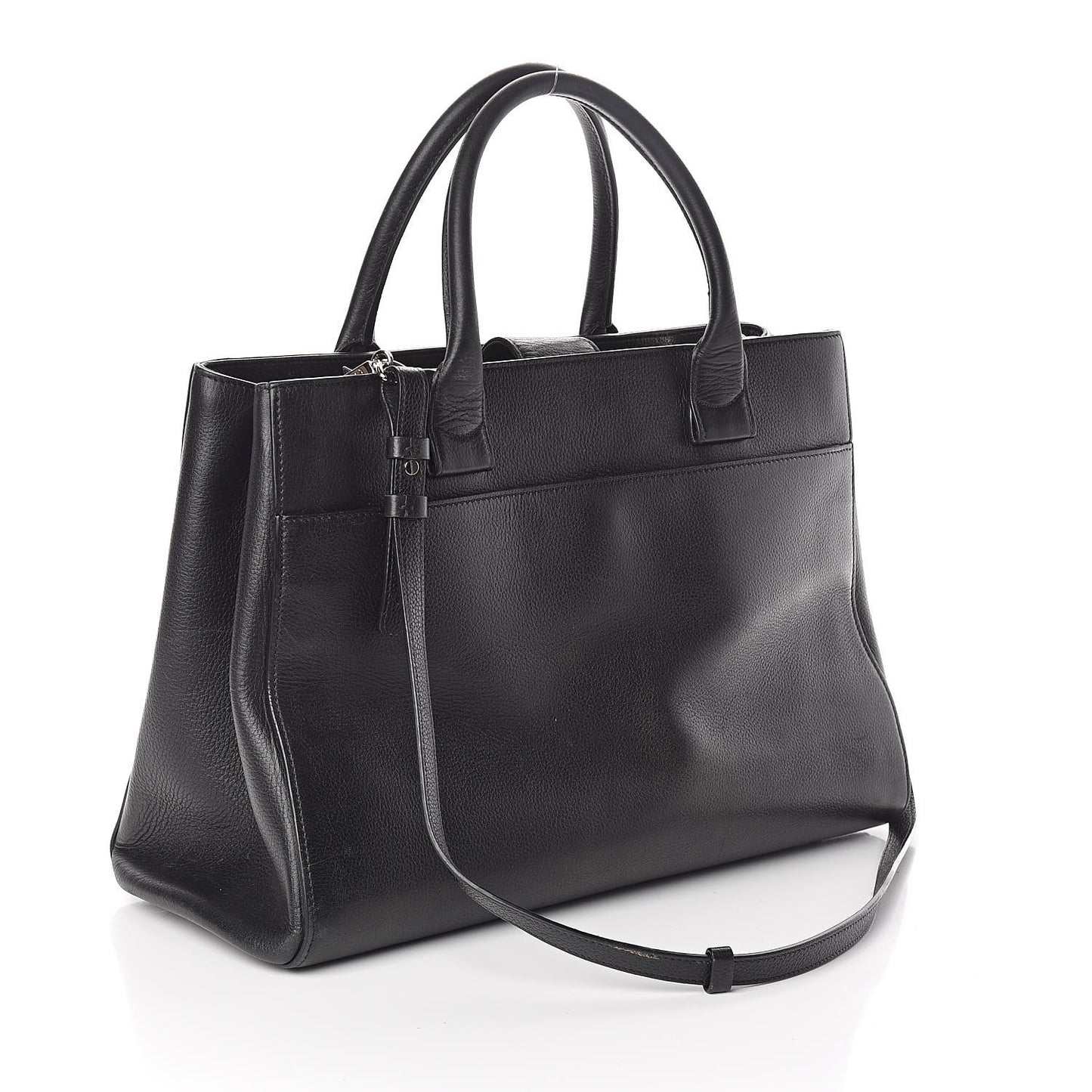 Grained Calfskin Medium Neo Executive Shopper Tote Blac