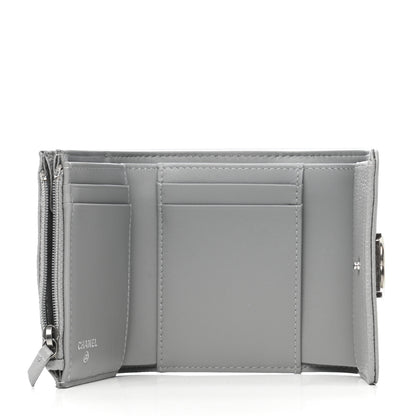 Chanel Caviar Chevron Quilted Boy Compact Wallet Grey 5 of 8