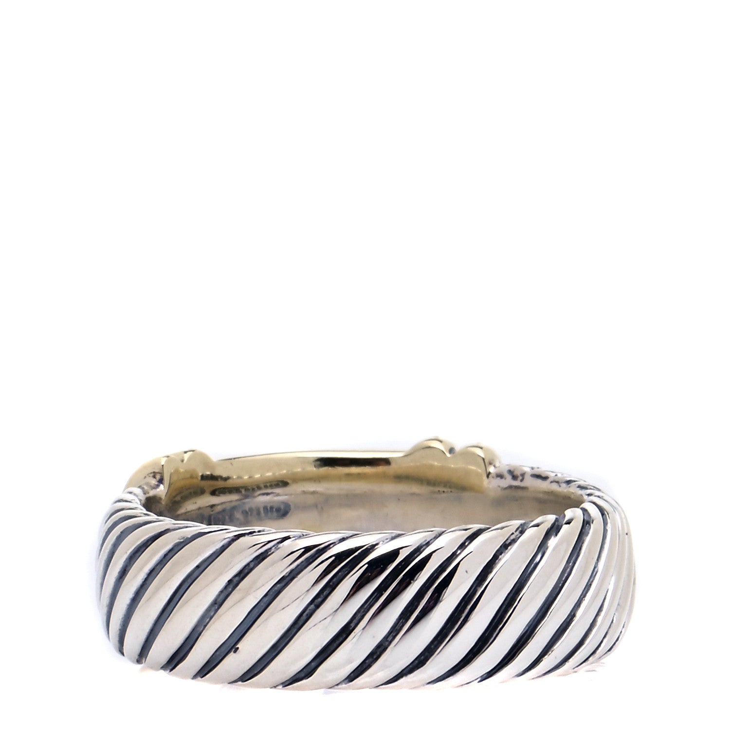 David Yurman Sterling Silver 14K Yellow Gold Diamond Metro Cable Ring 51 5.75 3 of 5