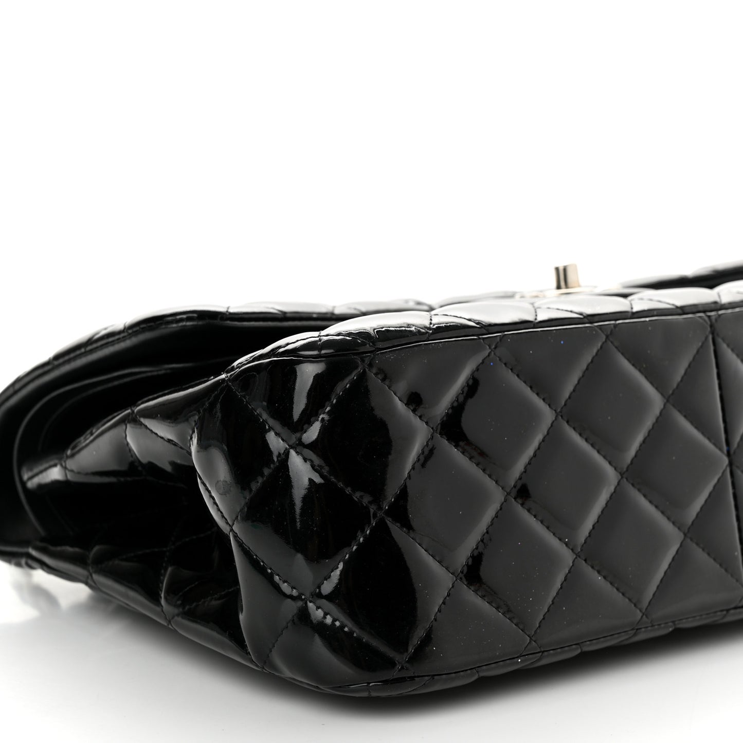 Patent Quilted Jumbo Double Flap Black